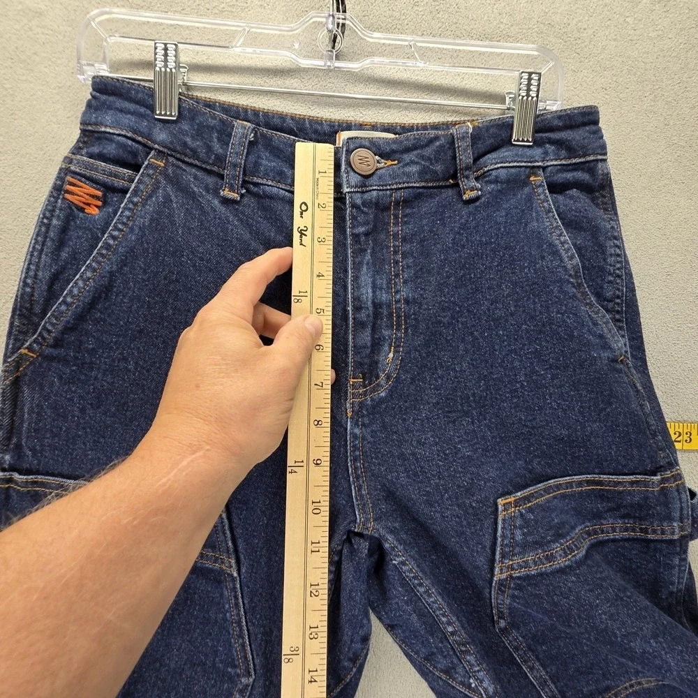 Ripton Jeans Mens 29 Blue Sport Utility Pant Workwear Zip Fly Raw Hem Panel Knee